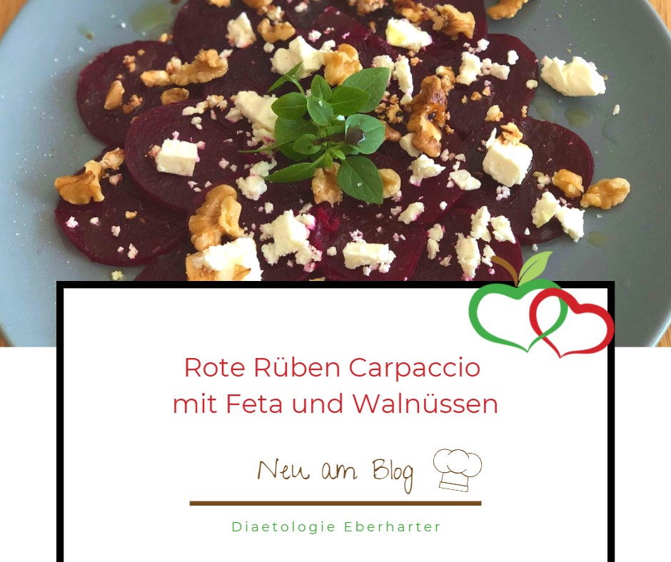 Rote Rüben Carpaccio mit Feta und Walnüssen - Diaetologie Eberharter